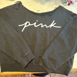 Brand New Black Cropped Scoop Neck Long Sleeve Victoria’s Secret PINK XL